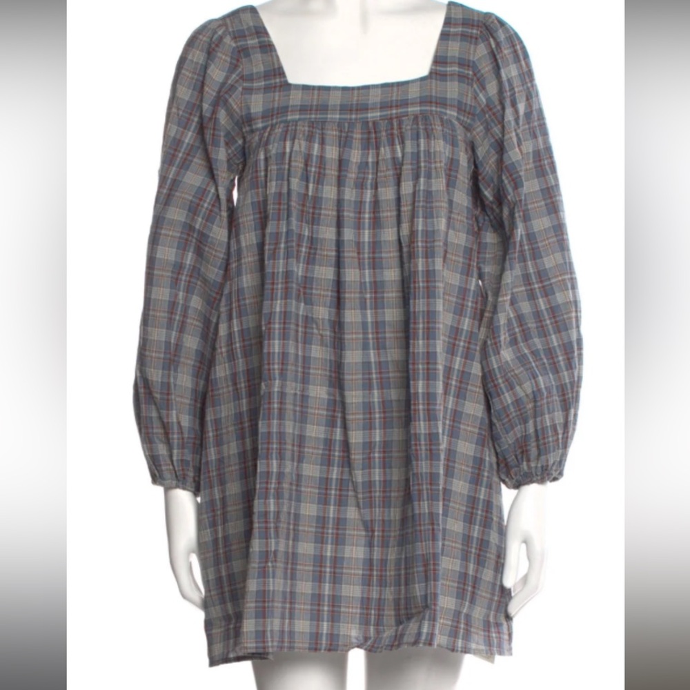 Christy Dawn Blue Plaid Mini Dress